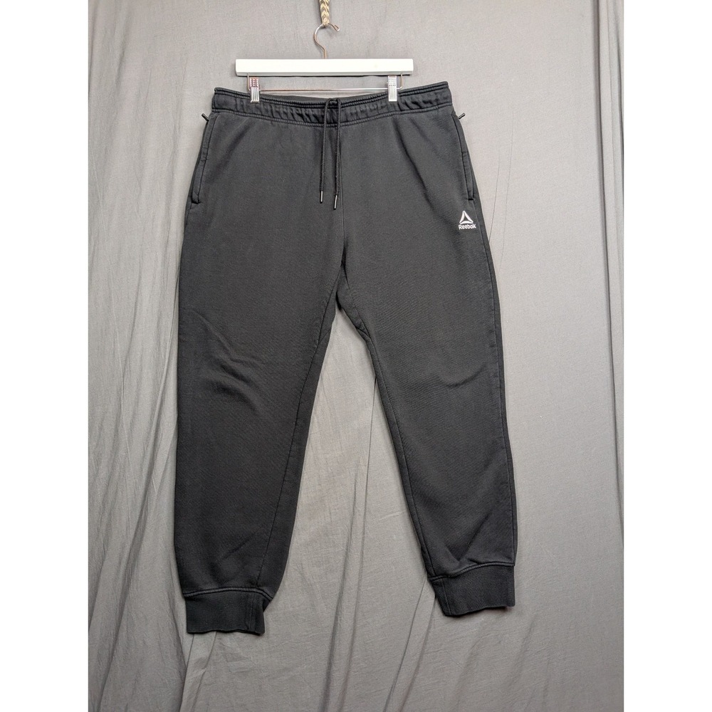 Reebok Men's Activewear Jogger Pants Drawstrings Waistband Zip Pockets Size L